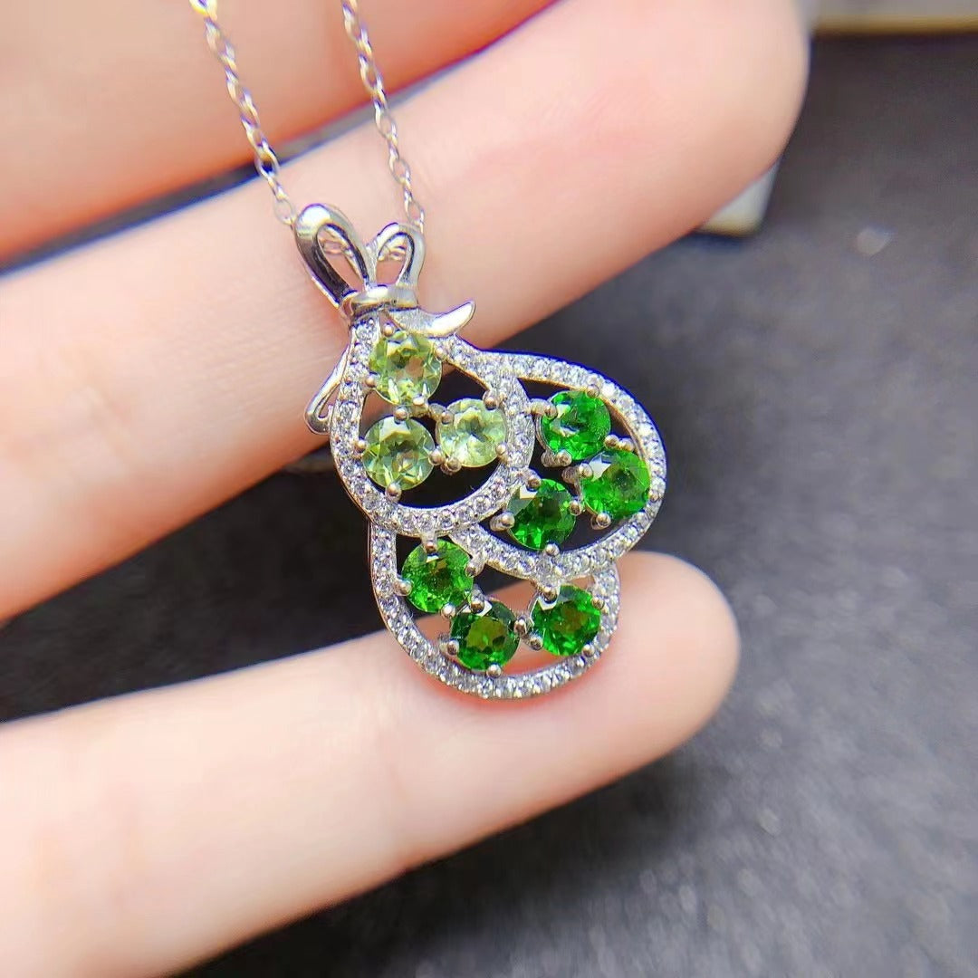 925 silver inlaid natural diopside sweet pendant