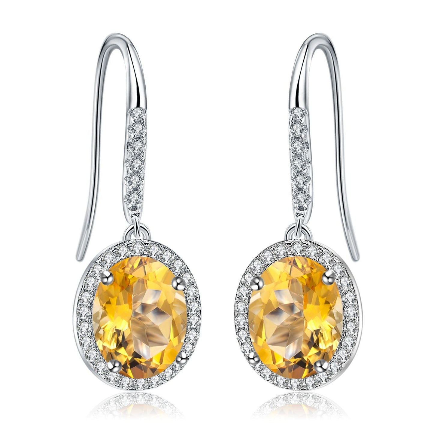 Personality s925 silver inlaid topaz earrings gemstone earrings