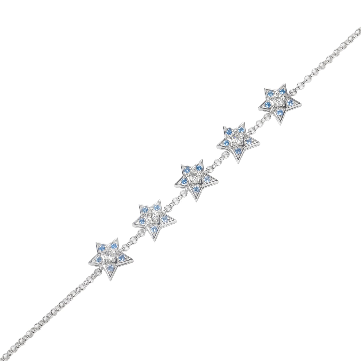 925 silver-studded gem five-pointed star bracelet