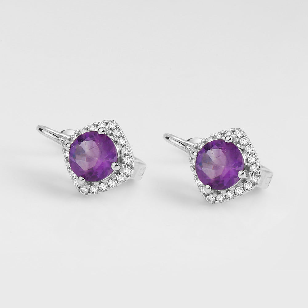 Natural gemstone amethyst earrings s925 silver natural colorful earrings earrings