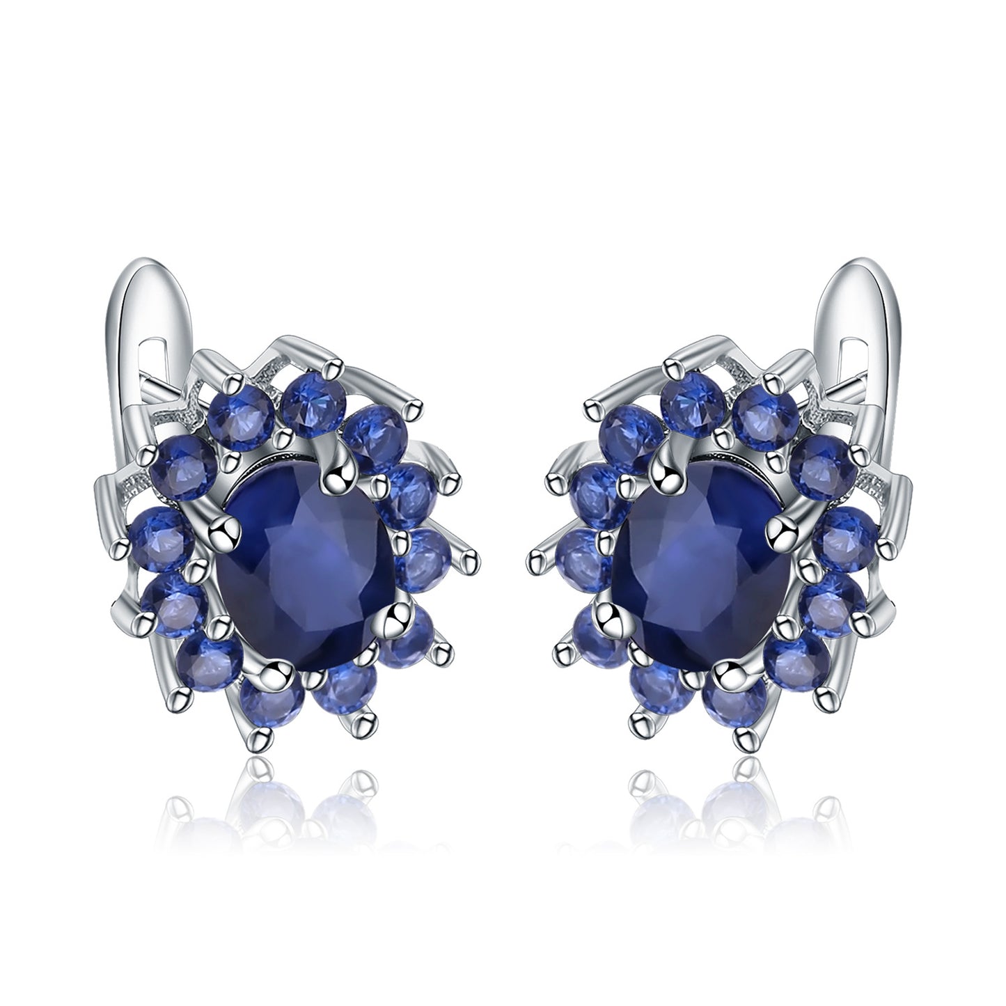 Traitement des boucles d'oreilles en saphir, des boucles d'oreilles et des boucles d'oreilles serties de pierres précieuses, des boucles d'oreilles en cristal en argent s925 et des boucles d'oreilles