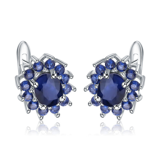 Traitement des boucles d'oreilles en saphir, des boucles d'oreilles et des boucles d'oreilles serties de pierres précieuses, des boucles d'oreilles en cristal en argent s925 et des boucles d'oreilles