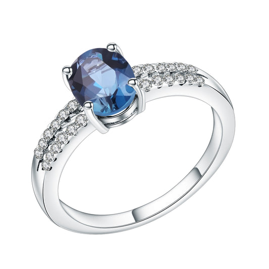 Natural Gemstone Ring S925 Silver Set Natural Topaz Ring