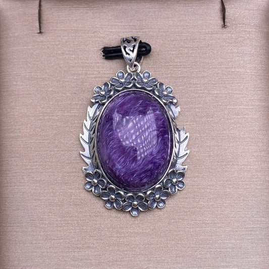 Colgante de amatista con dragón morado y incrustaciones de plata s925 Accesorios de plata vintage