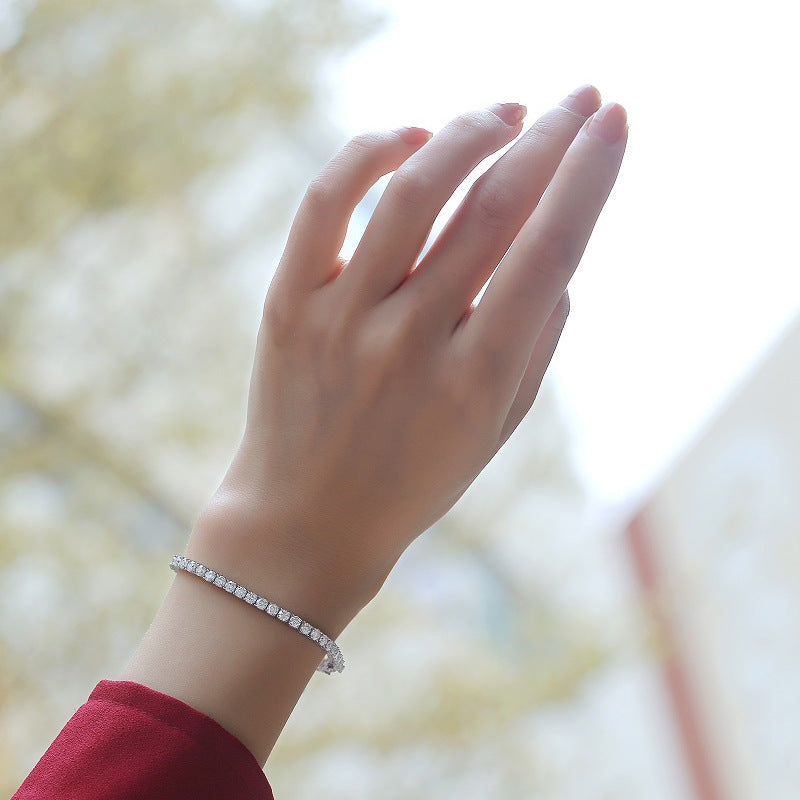 Bracelet de Tennis en argent 925, pierre Mosang, nouveau Bracelet pour hommes et femmes, plaqué argent, or 18 carats