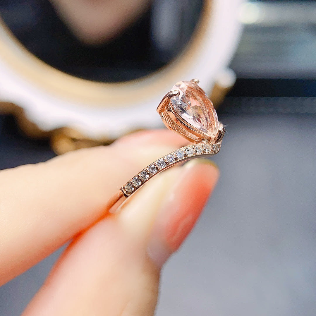 [DF]Natural Morganite Ring - S925 Silver Setting