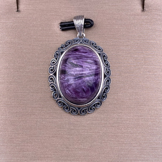 Colgante de amatista con dragón morado y incrustaciones de plata s925, estilo retro, sencillo, con borde envuelto y encaje, colgante atmosférico