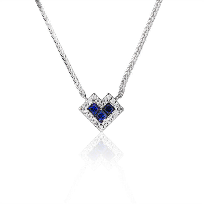 Lab Created DiamondS925 Sterling Silver Cultivated Gemstone Love Necklace Pendant