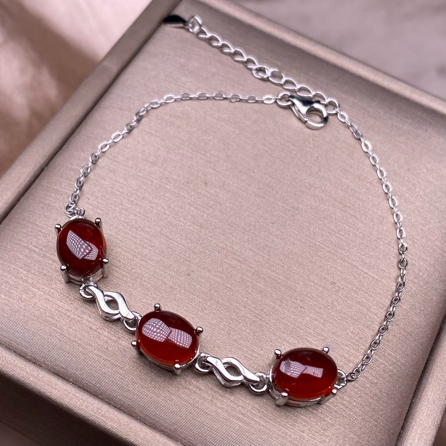 Pulsera de granate y aguamarina con incrustaciones de plata s925, sencilla, multigrano, para mujer