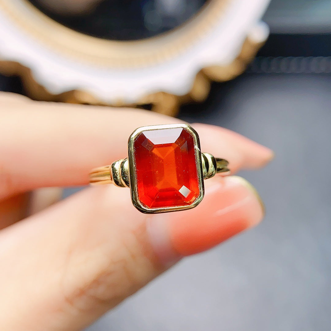 [DF]Natural Garnet Ring - S925 Silver Setting