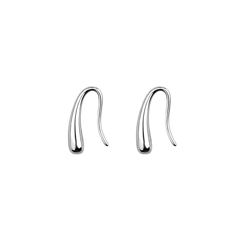 Boucles d'oreilles à crochet en argent S925 « Whimsical Curve » - Design minimaliste, accessoires d'oreilles polyvalents et uniques pour femmes.