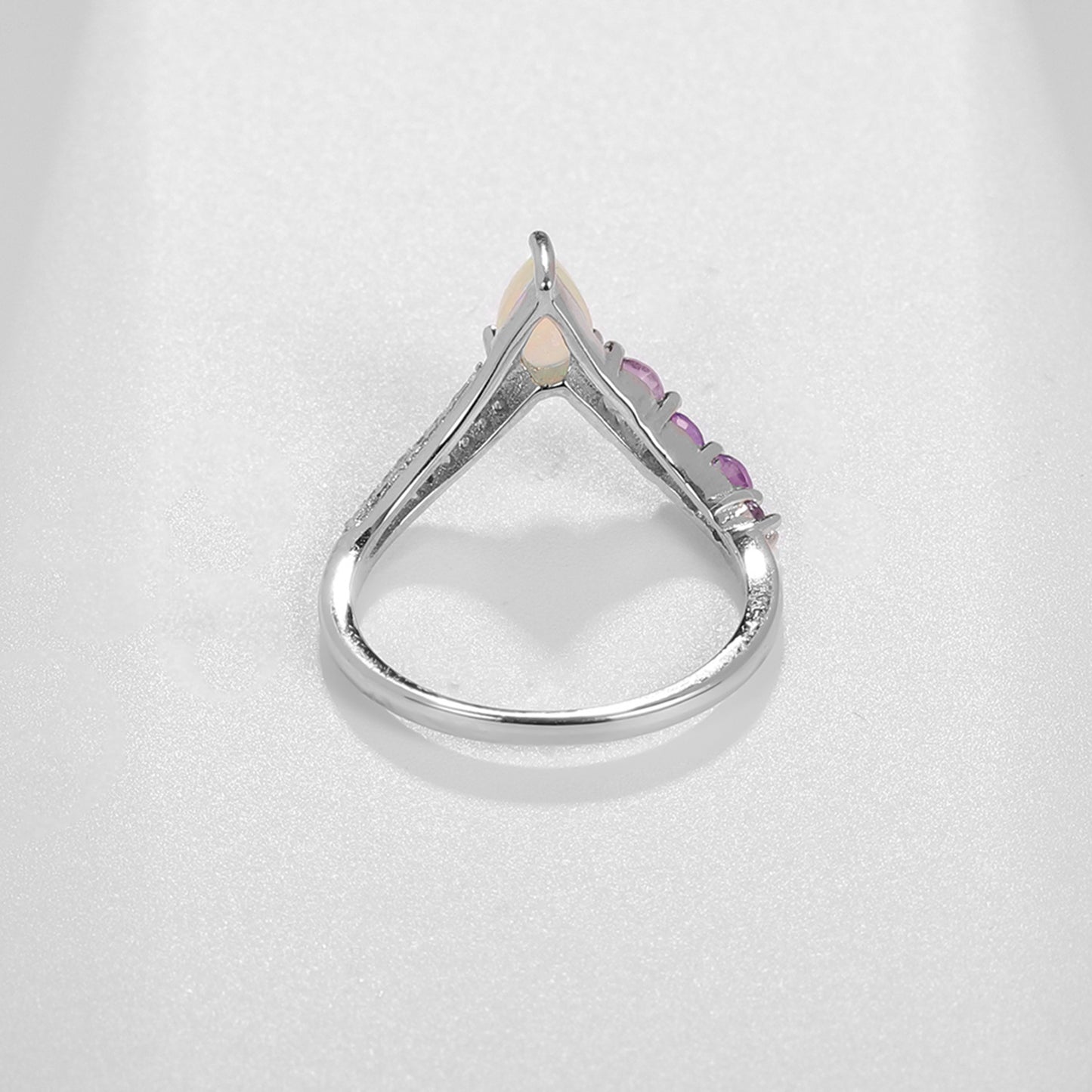 Natural gem ring s925 silver inlaid natural colorful ring