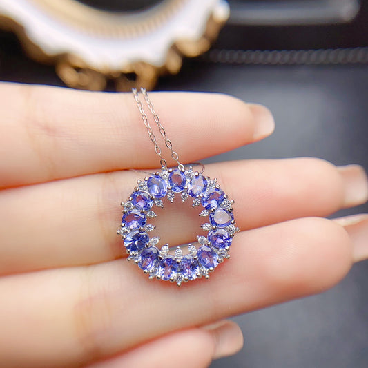 Pendentif Tanzanite naturelle en argent S925 incrusté de pierre principale 3*4 en Europe et en amérique, offre spéciale