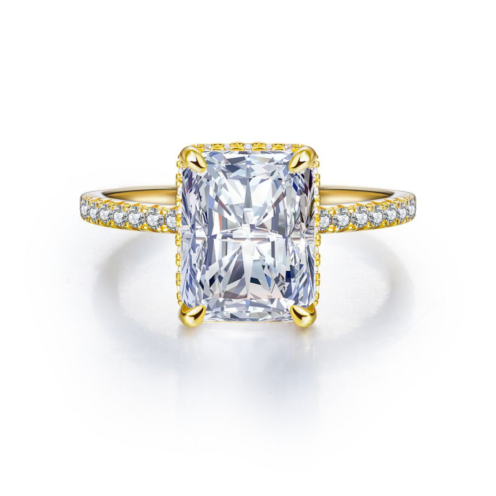 Bague en Zircon pour femme, diamant à haute teneur en carbone S925, argent pur, coupe fleur de glace, émeraude