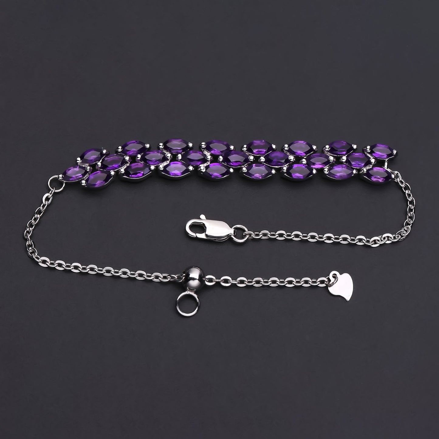 Natural Amethyst Bracelet s925 Silver Inlaid Natural Colorful Treasure Bracelet