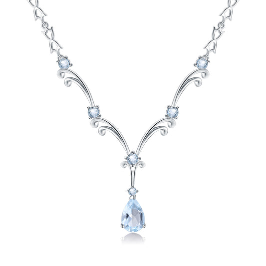 Collier en topaze naturelle, chaîne de pull en argent sterling s925 incrusté d'un pendentif de collier coloré naturel