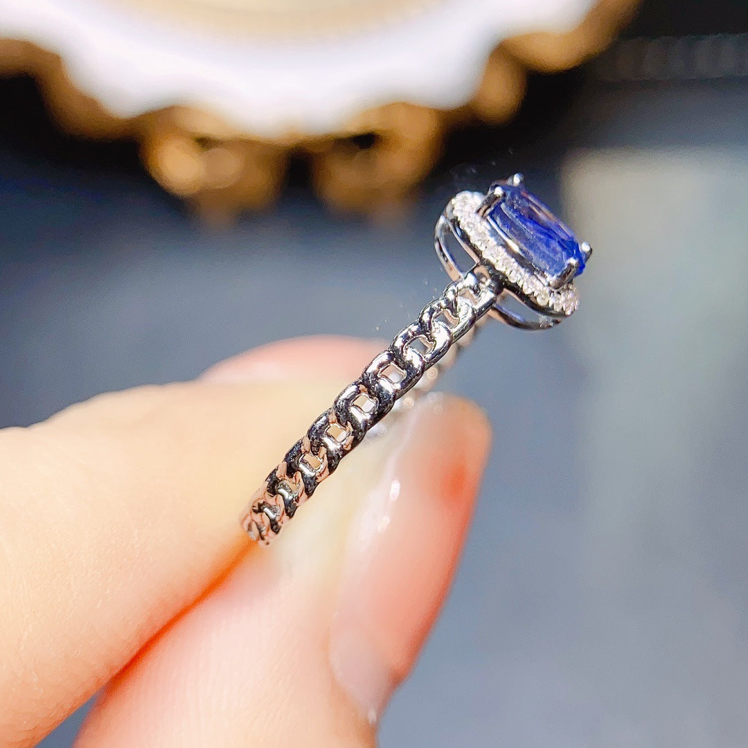 Natural sapphire ring 18K gold set main stone 4*6 selling