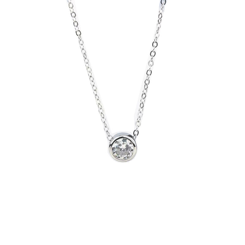 Collier S925 plaqué argent or Rose incrusté de bulle de Mosonite avec chaîne, bijoux en argent