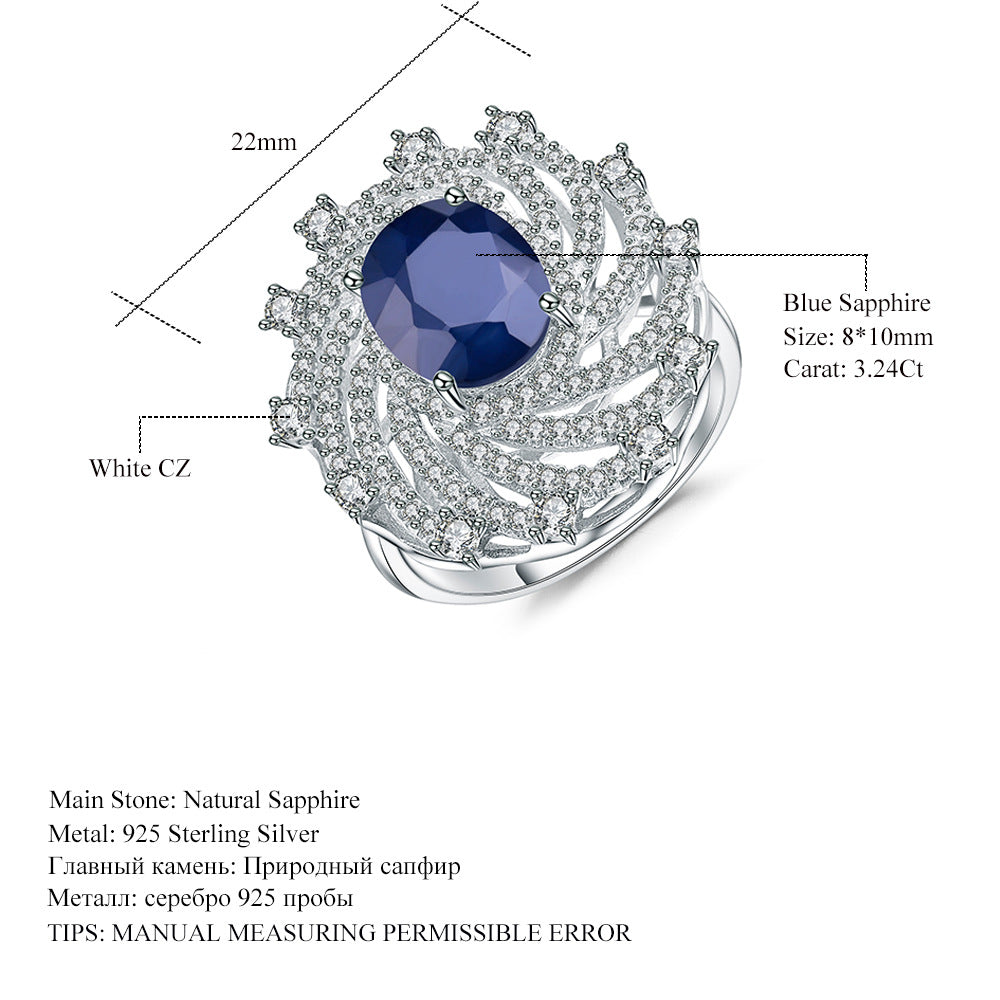 Anillo de topacio natural con incrustaciones de plata s925 Anillo de tesoro colorido natural