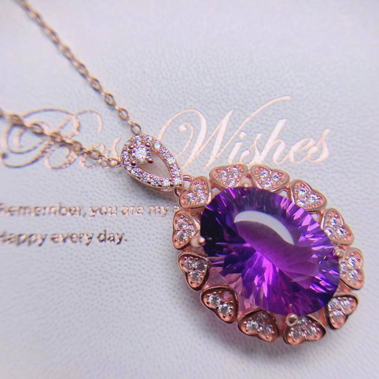 Color Treasure jewelry 925 silver inlaid natural amethyst pendant