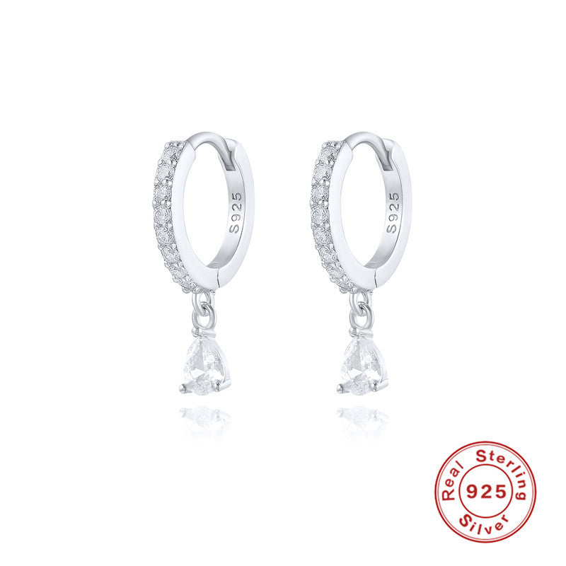 Pendientes colgantes de diamantes en plata de ley S925 con diamantes de colores elegantes