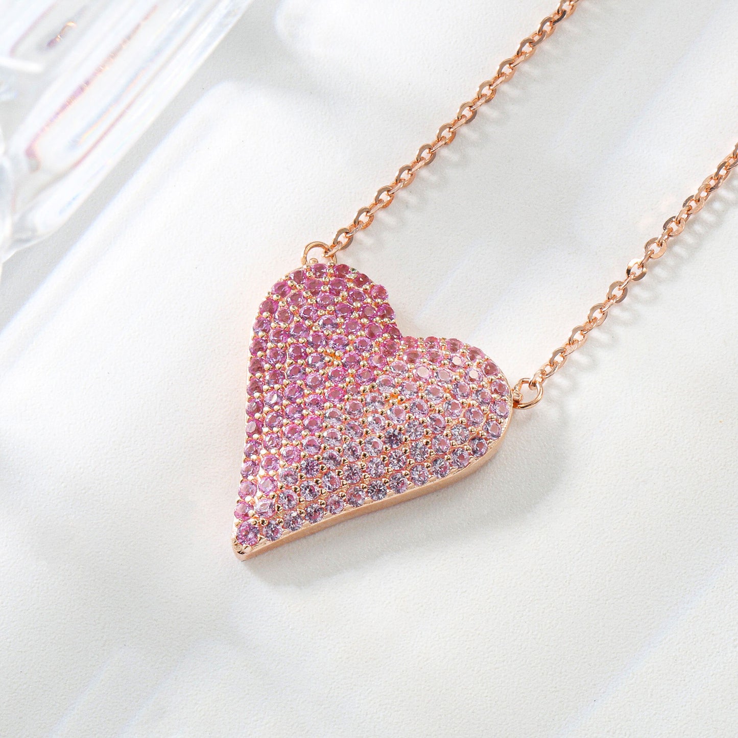 Love pendant inlaid with diamond sterling silver S925 necklace