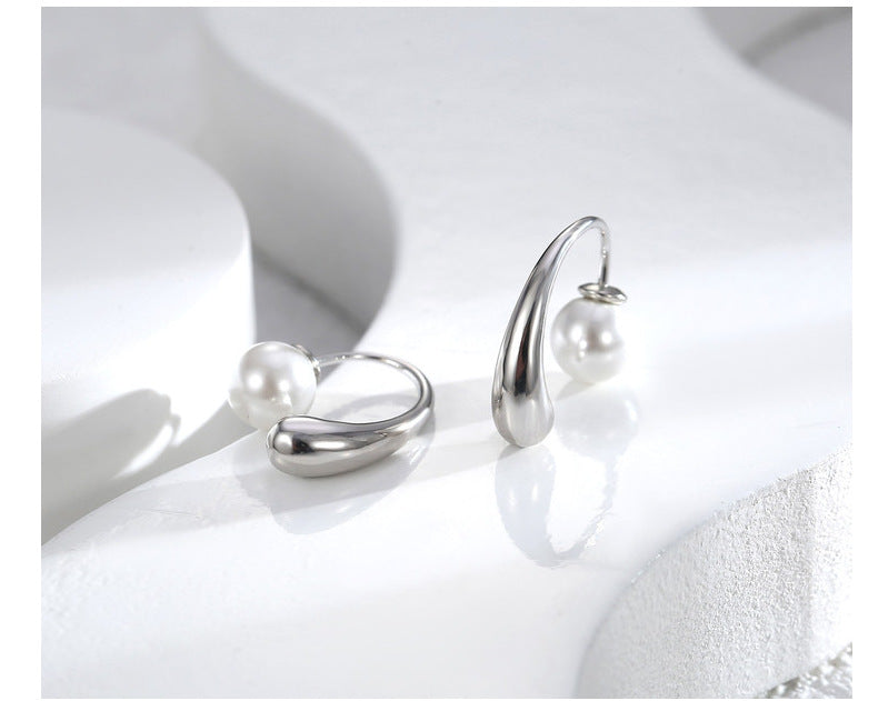 【DF】Earrings High-end Earrings 925 Silver Needle Pearl Earrings Fashion Earrings Jewelry Women