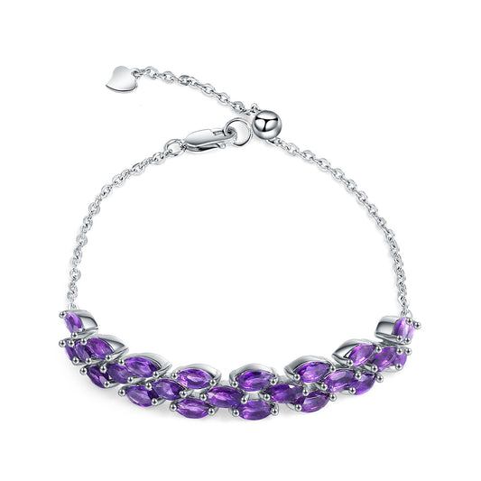 Natural Amethyst Bracelet s925 Silver Inlaid Natural Colorful Treasure Bracelet