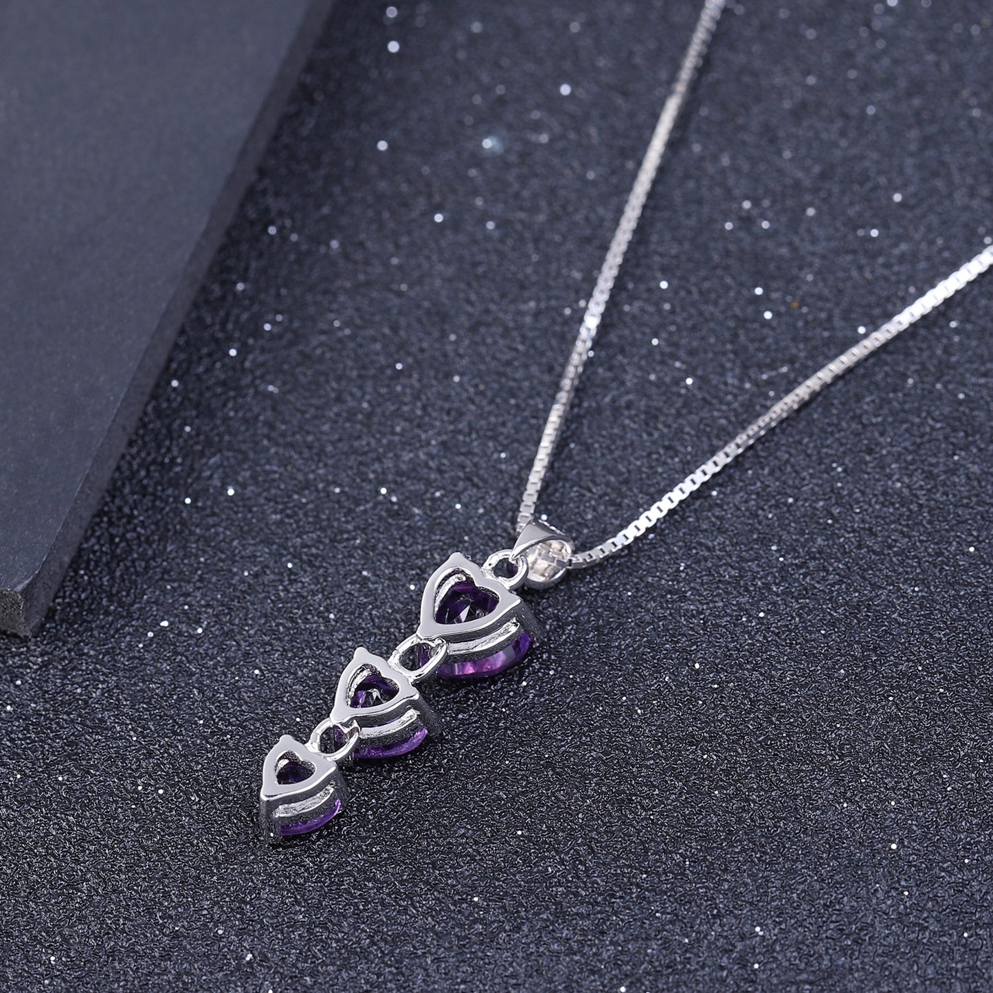 Natural Amethyst Necklace Pendant Fashionable, Simple, and Light Luxury S925 Sterling Silver Inlaid with Natural Colorful Treasure Necklace Ornament