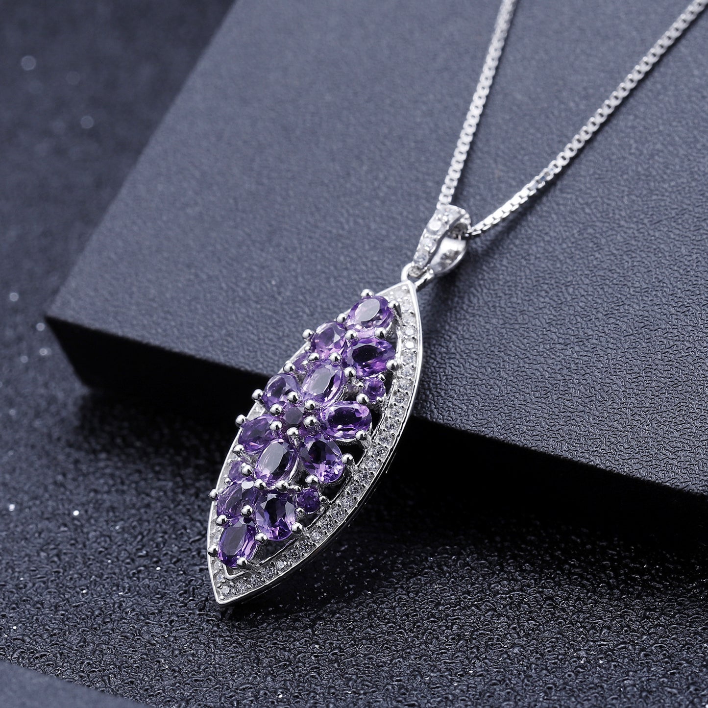 Natural Amethyst Pendant S925 Pure Silver Colorful Treasure Necklace Pendant