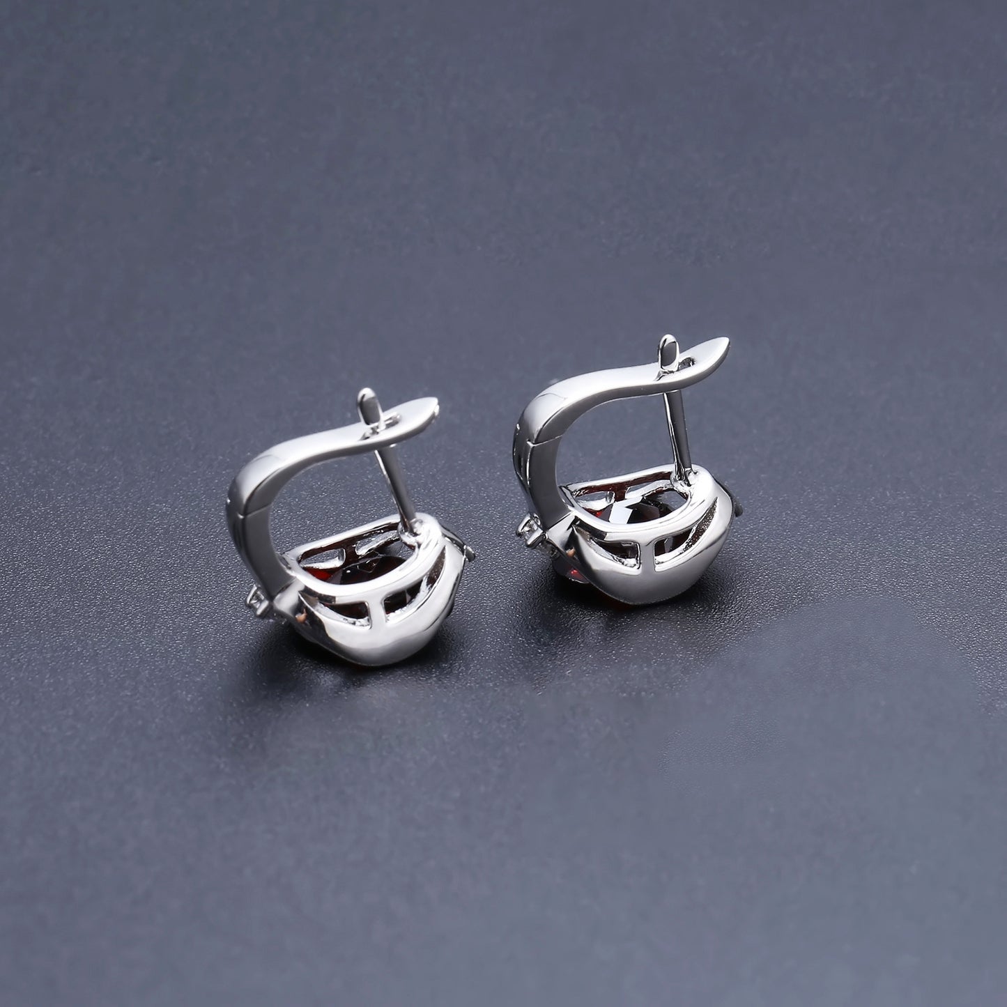 Pendientes de granate natural, modernos, lujosos y minimalistas, pendientes y aretes de tesoro de color natural con incrustaciones de plata s925