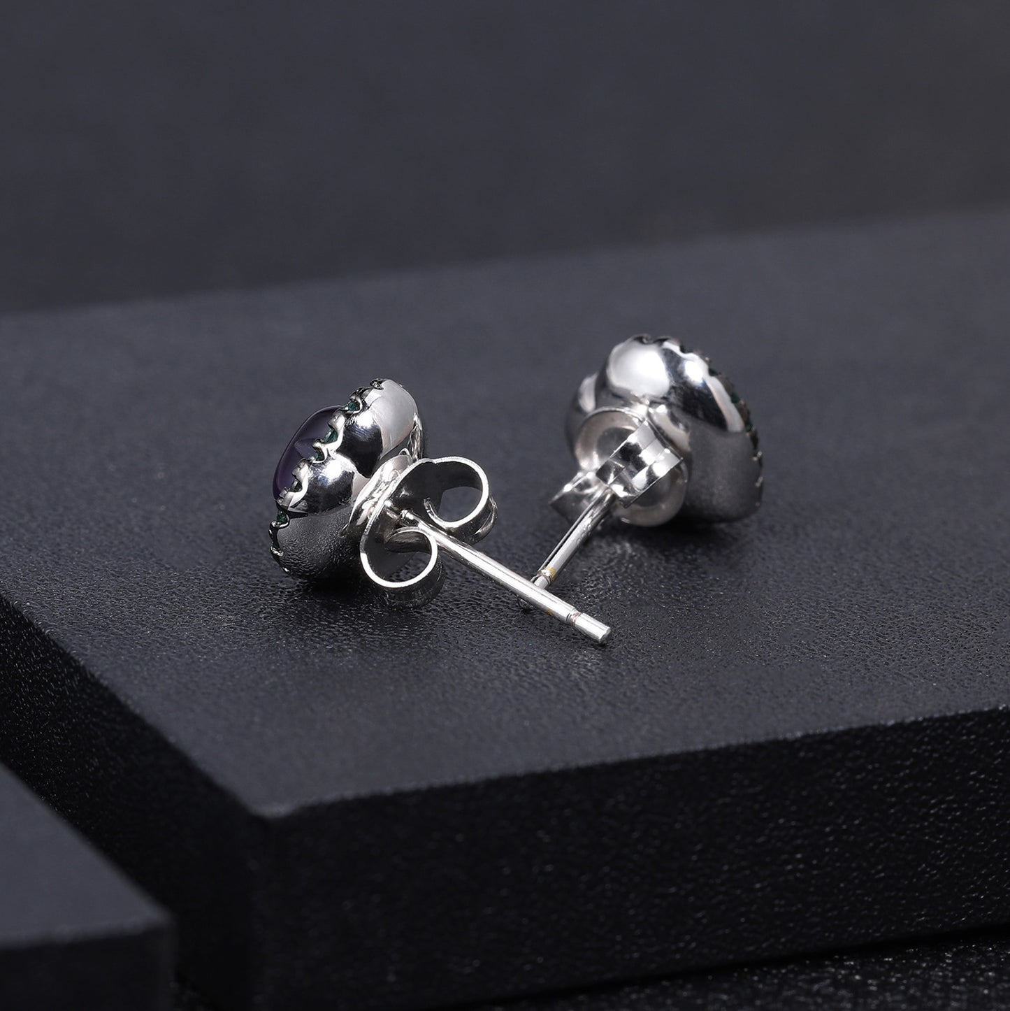 Pendientes de amatista natural Love Pendientes de piedras preciosas naturales con incrustaciones de plata s925