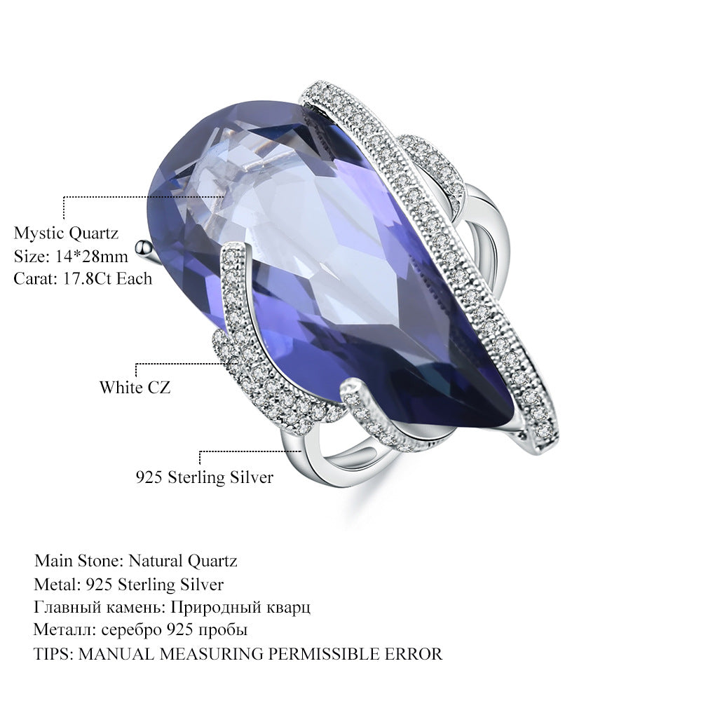 Luxury high-grade violet blue gem ring fashion s925 silver carat color crystal ring explosions in Europe and America.