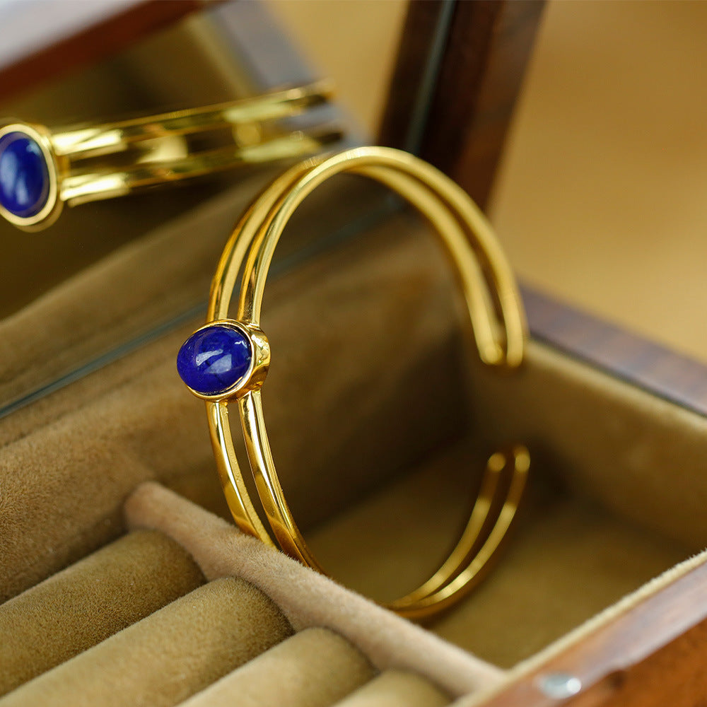 S925 silver gold-plated lapis lazuli bracelet