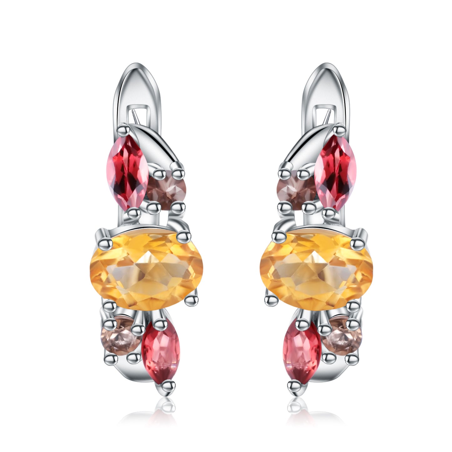 Fashionable natural stone earrings s925 silver earrings, colorful crystal gemstone earrings