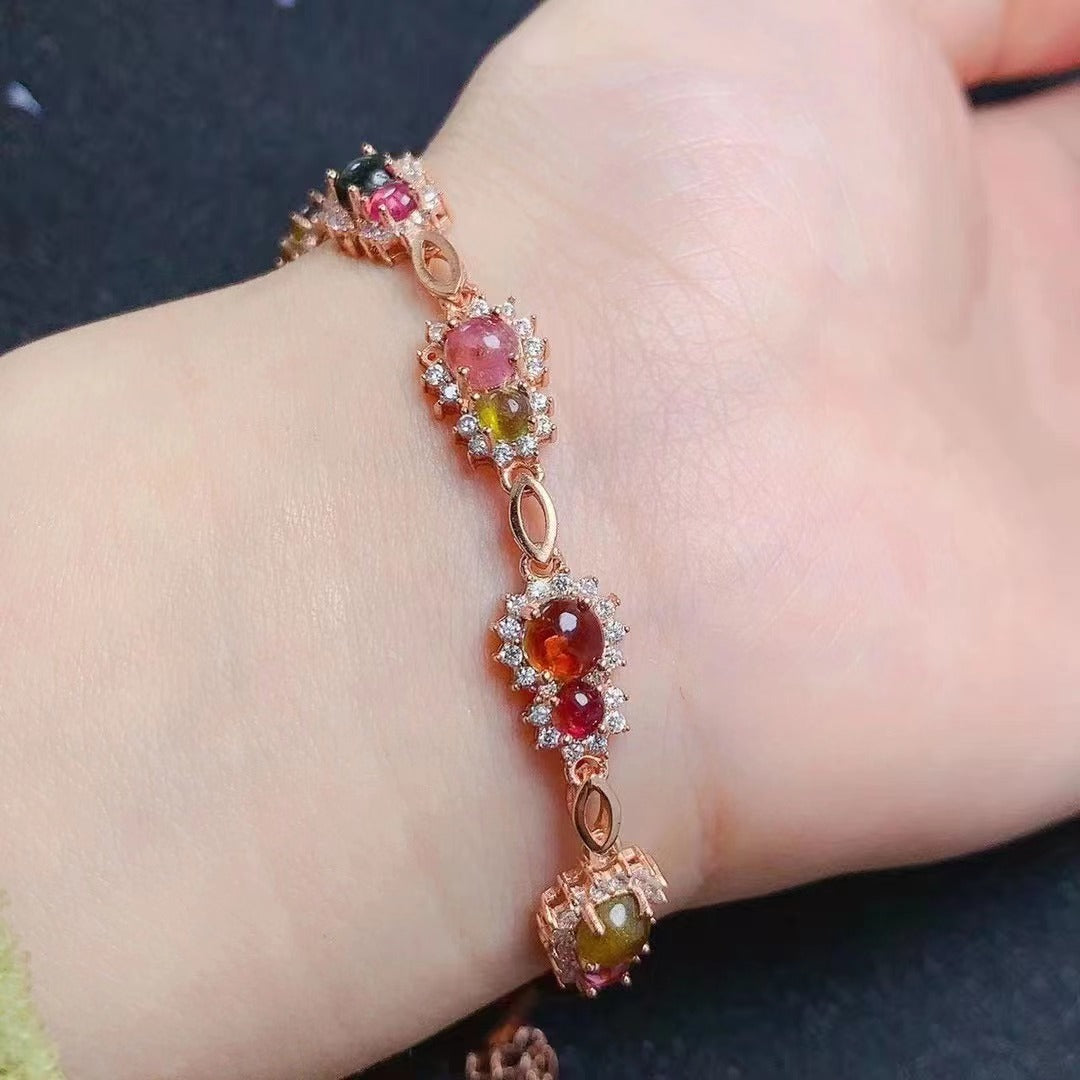 Pulsera de turmalina natural con diseño de calabaza de la suerte