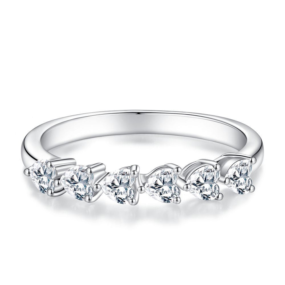 Bague coeur en argent sterling S925, bague en zircon