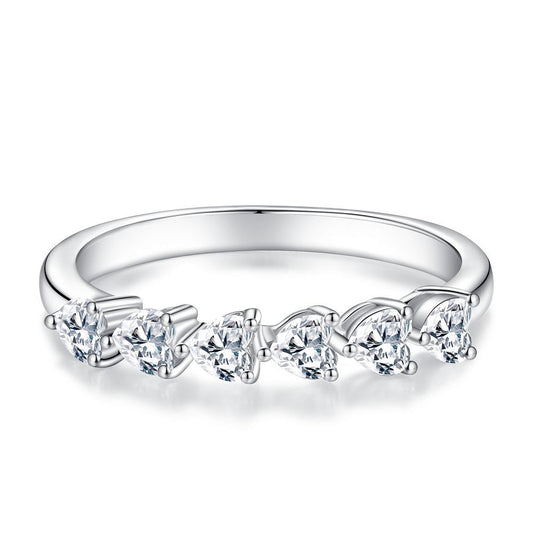 Bague coeur en argent sterling S925, bague en zircon