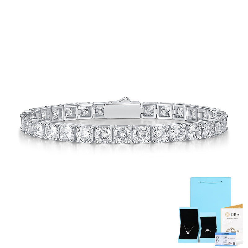 925 Silver Mosang Stone Tennis Bracelet New Men's and Women's Bracelet Silver Plated 18K Gold Handwear