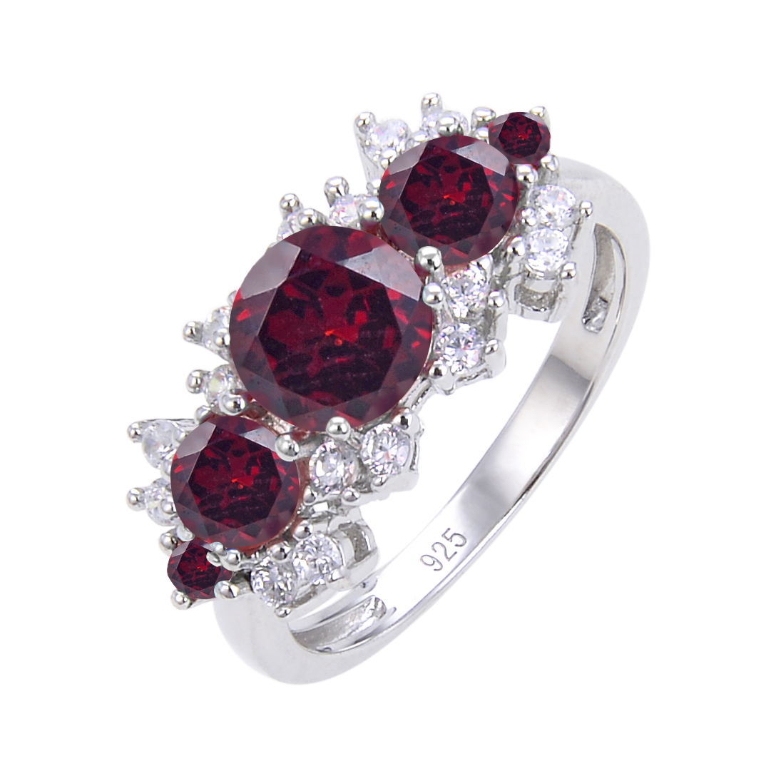 Natural stone ring female retro s925 silver inlaid gem ring