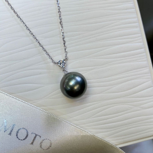 [DF]L'élégance dans la simplicité : collier de perles noires de Tahiti 10-11 mm en argent sterling 925 