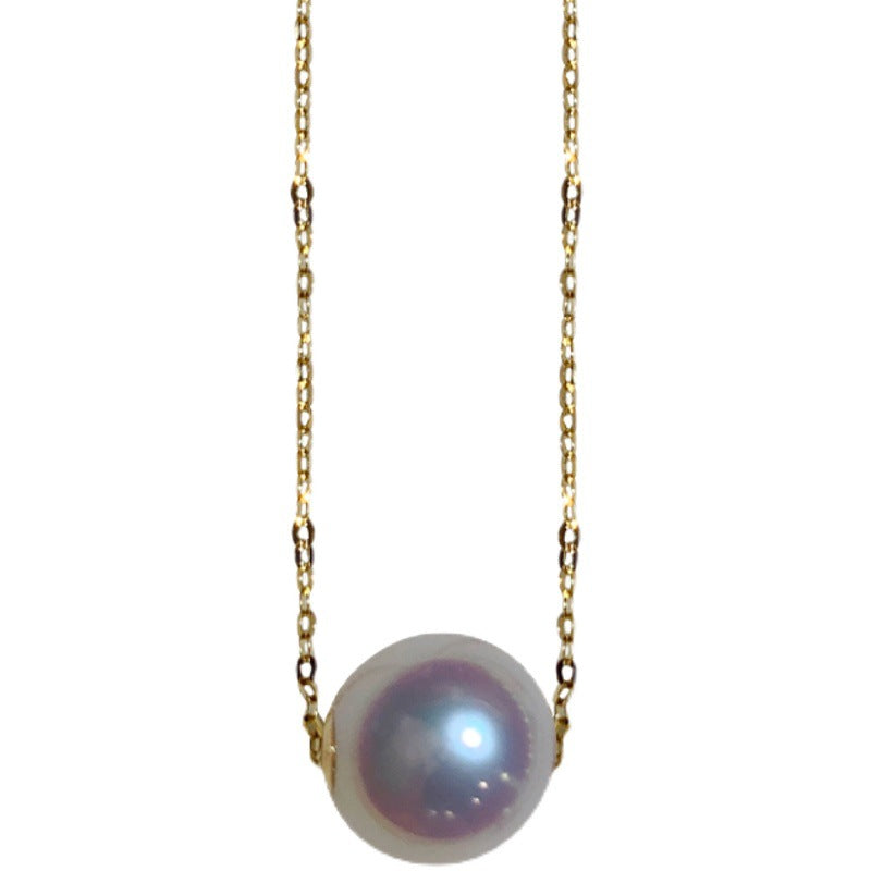 [DF]Radiant Elegance: 18K Gold Freshwater Pearl Y Necklace - Sublime Round Luminescence