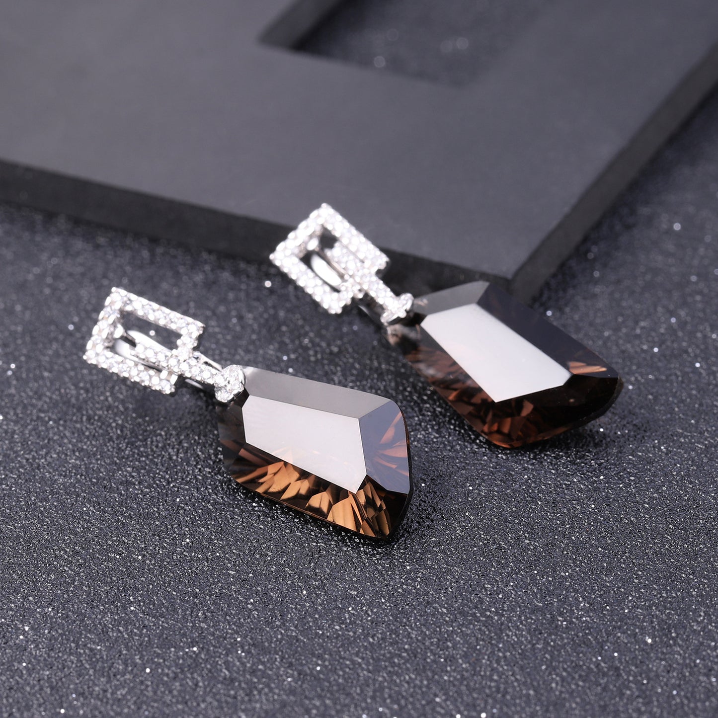 Advanced natural tea crystal earrings with fashionable design sense s925 silver irregular large carat natural gemstone earrings