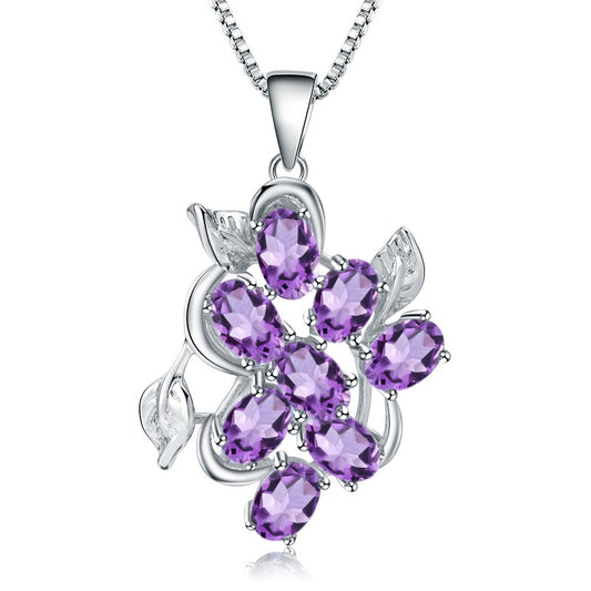 Pendentif en topaze avec pierres précieuses de couleur naturelle incrustées dans un pendentif en argent s925