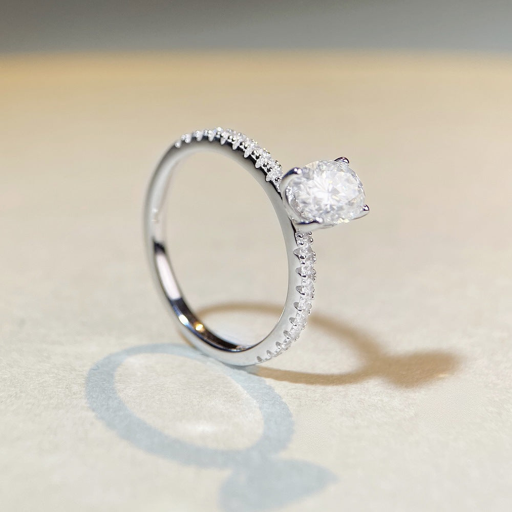 Bague en pierre Moissanite en argent sterling S925, bague en pierre Moissanite