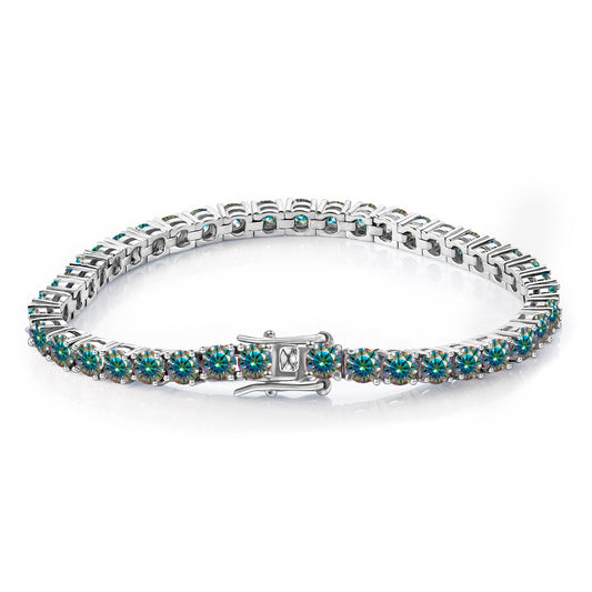 Bracelet de tennis certifié Moissanite multicolore de 3 mm avec un feu époustouflant 