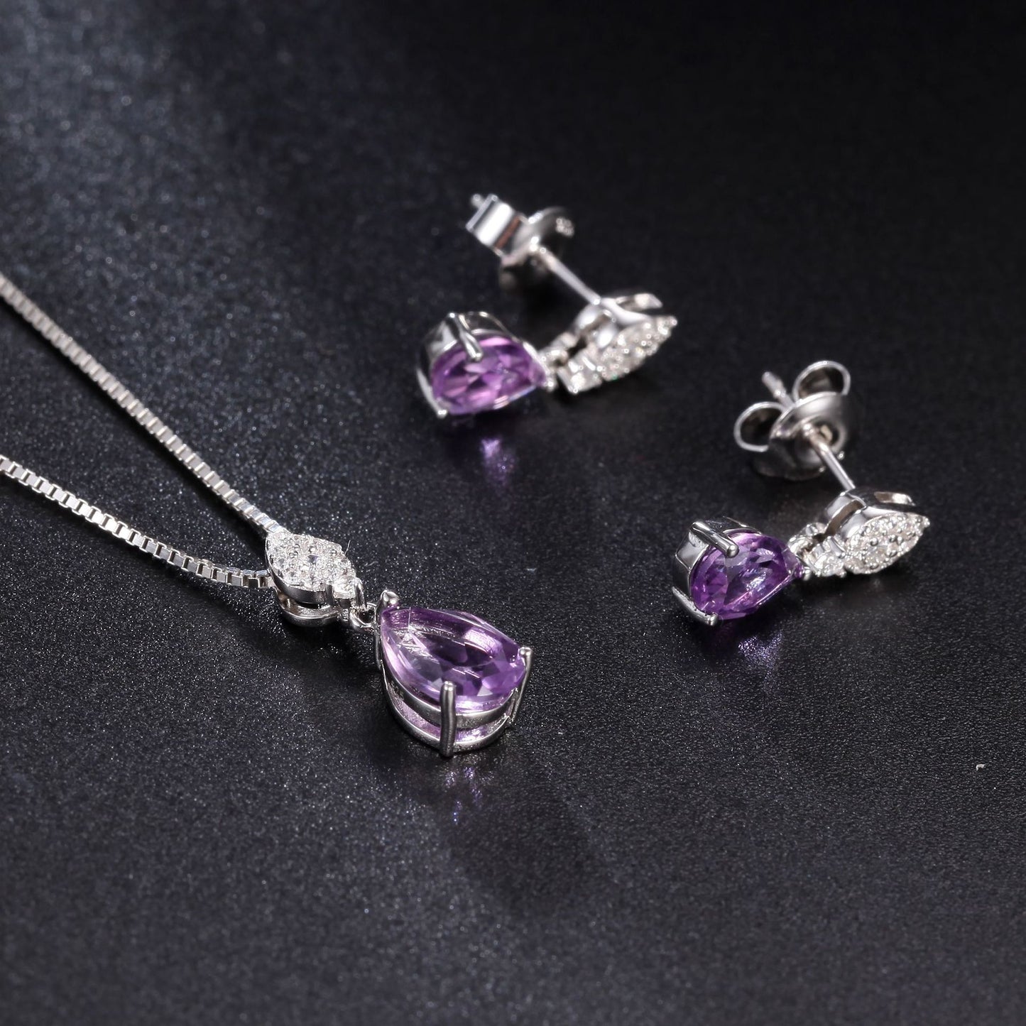 Amethyst Gemstone Pendant 925 Silver Inlaid Natural Color Treasure Necklace Pendant