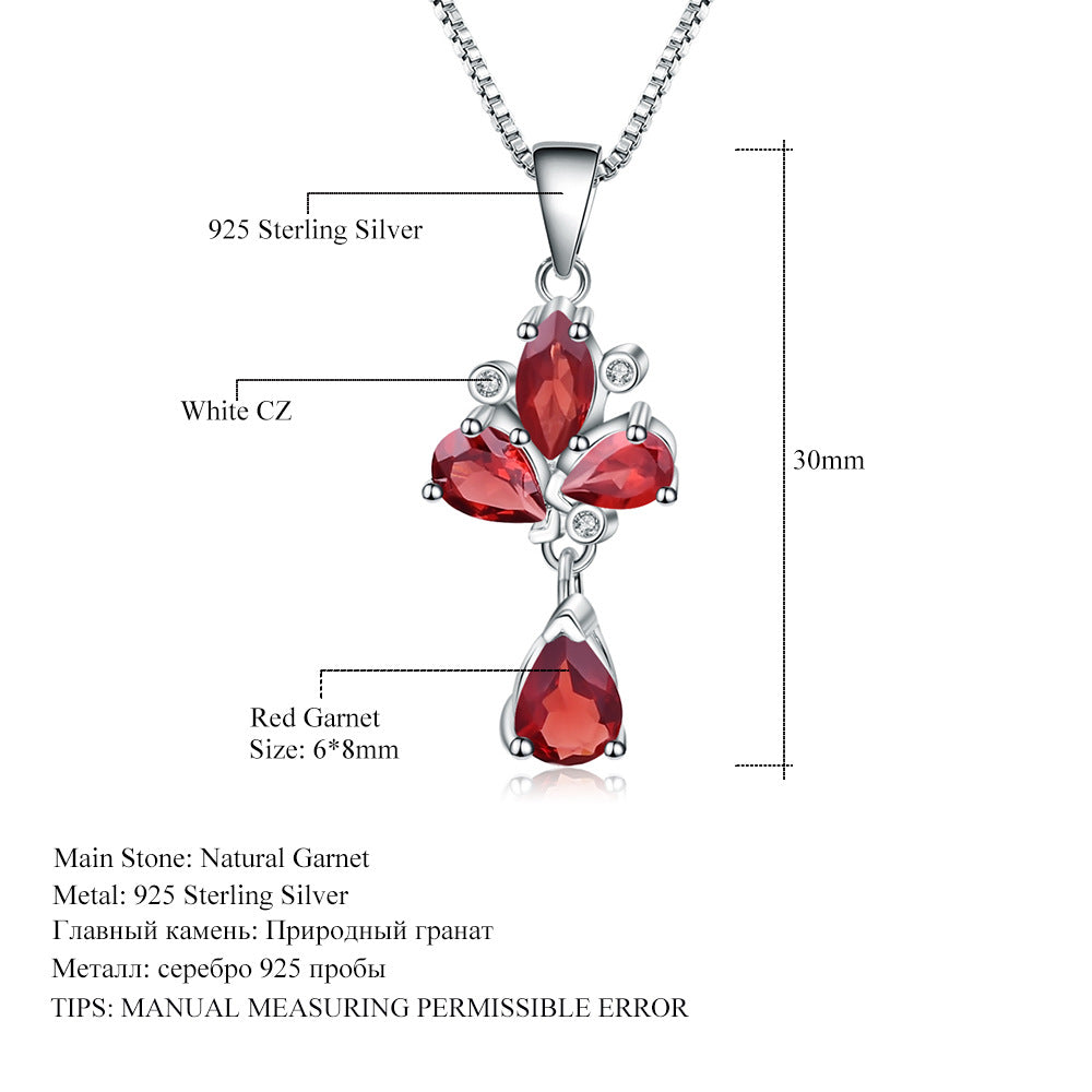 Garnet pendant personality 925 silver natural color treasure necklace pendant