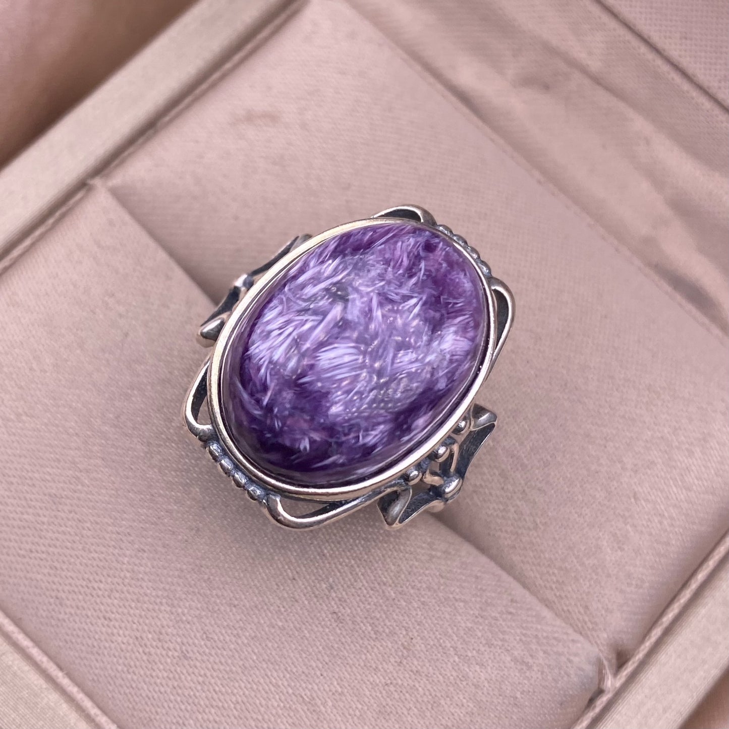 Purple Dragon Amethyst Ring s925 Silver Inlaid Vintage Simple Versatile Ornament