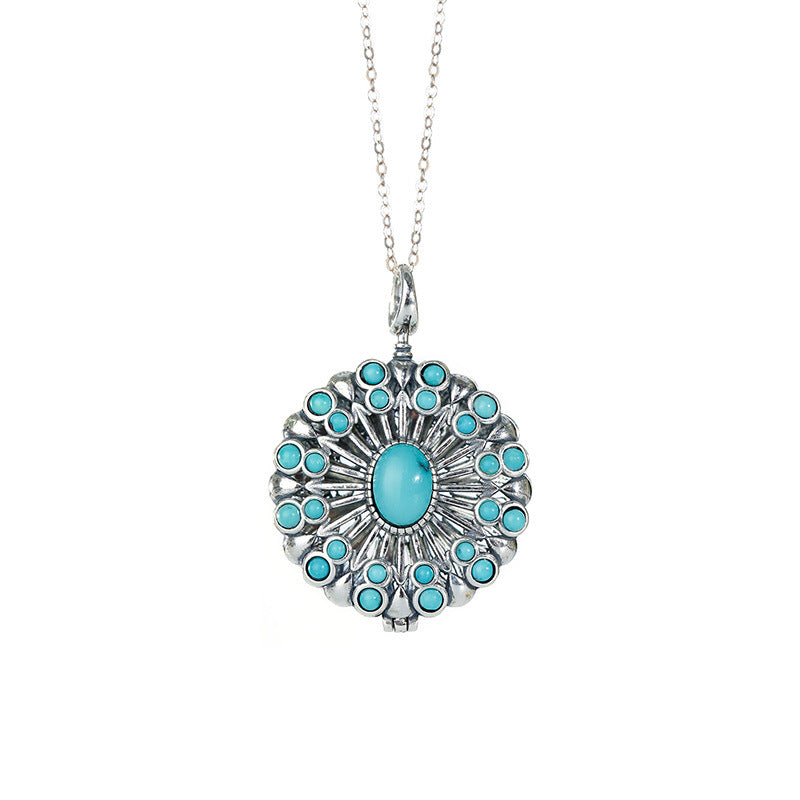 S925 silver inlaid turquoise pendant, niche, high-end, light luxury, exquisite pendant